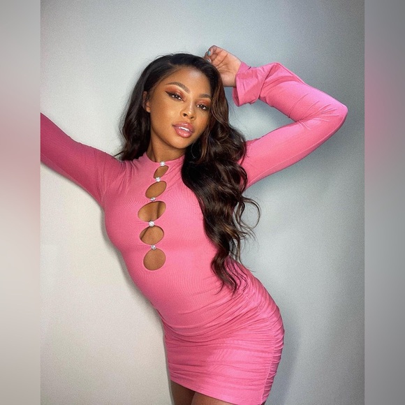 Oh Polly - Hot Pink Rhinestone Cut-out Dress - Picture 9 of 9